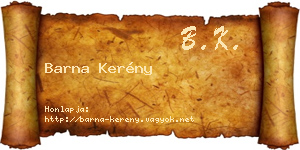 Barna Kerény névjegykártya